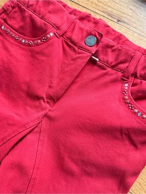 Equiline Knee Patch Breeches Red with Rhinestones size IT42 US26